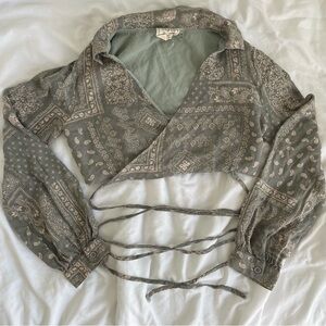 Western Style Cropped Wrap Top